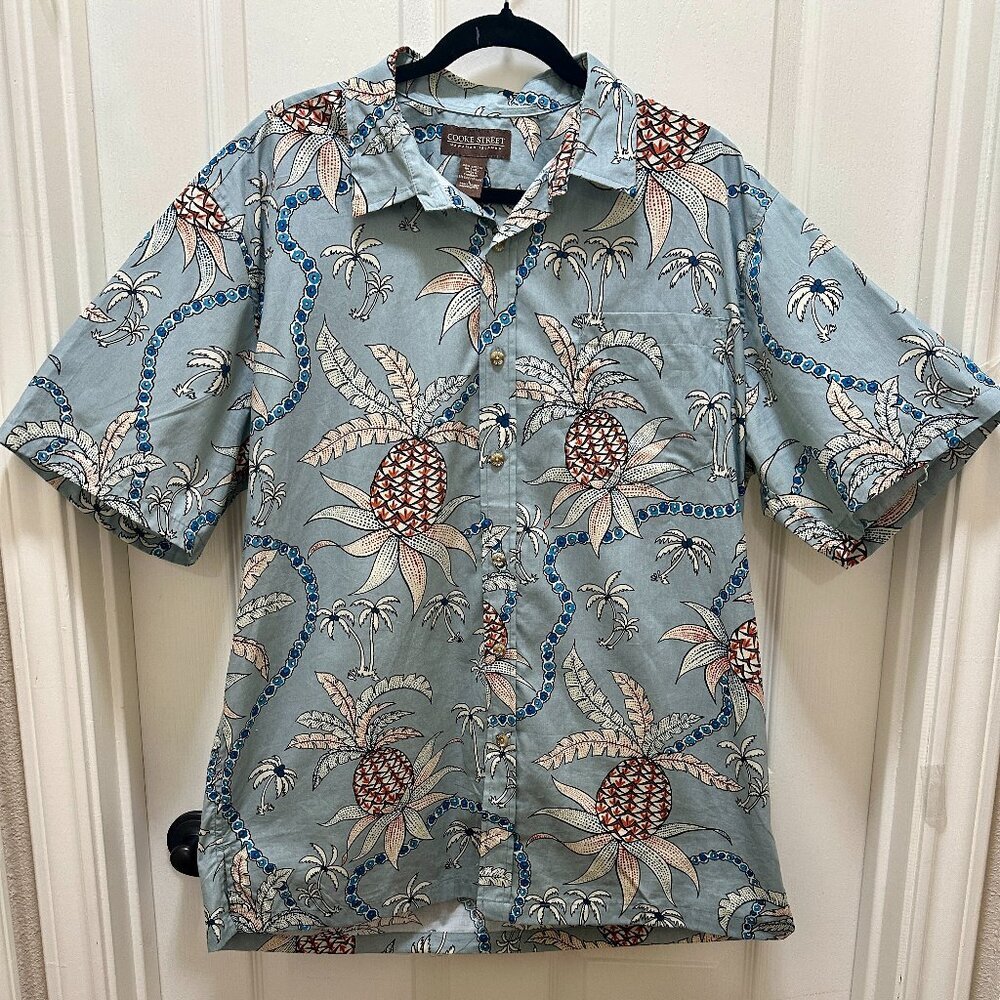 Cooke Street Men's Hawaiian Shirt Size L Tropical Pineapple Print Aloha Luau